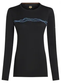 Термофутболка з довгим рукавом ICEBREAKER Women Merino 200 Oasis LS Crewe Mountain Pulse (Y24) black
