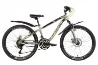 Велосипед 24" Discovery FLINT AM DD (2021) срібно-чорний з жовтим