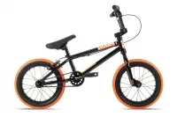 Велосипед BMX 14" Stolen AGENT (2021) BLACK W/ DARK NEON ORANGE TIRES