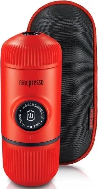 Портативна еспресо-кавоварка Wacaco Nanopresso з чохлом, lava red