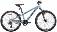 Велосипед 24" Leon Junior AM (2021) серебристо-черный с зеленым