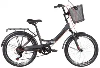 Велосипед 24" Formula SMART AM Vbr с трещоткой (2022) темно-серый с красным (м) с багажником, крыльями и корзиной