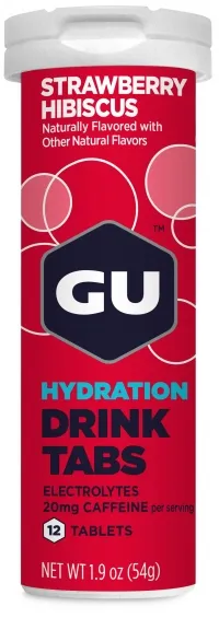 Изотоник в таблетках GU Energy Strawberry Hibiscus (с кофеином), 12 шт в тубе