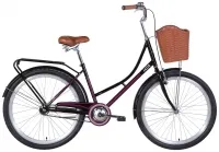 Велосипед 26" Dorozhnik JADE (2022) черно-розовый с багажником, крыльями и корзиной