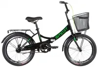 Велосипед 20" Formula SMART Vbr (2022) черно-зеленый с багажником, крыльями и корзиной