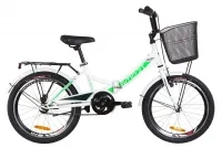 Велосипед 20" Formula SMART 2019 бело-зеленый, с багажником, крылом и корзиной
