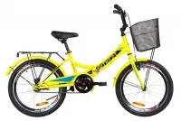 Велосипед 20" Formula SMART 2019 жовтий з багажником, крилами та корзиною