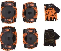 Защита для детей Green Cycle Dino наколенники, налокотники, перчатки (размер М), оранжевые