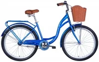Велосипед 26" Dorozhnik AQUAMARINE (2024) синій з кошиком та багажником