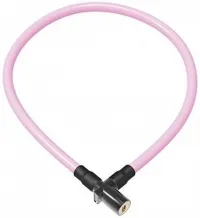 Замок Onguard Lightweight Key Coil Cable Lock, сталевий трос 150см х 8мм, з вініловим покриттям + 2 ключа, рожевий