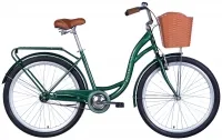 Велосипед 26" Dorozhnik AQUAMARINE (2024) зелений з кошиком та багажником