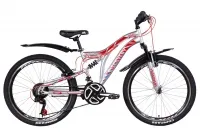 Велосипед 24" Discovery ROCKET AM2 (2021) серебристо-красный с синим