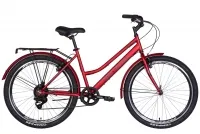 Велосипед 26" Discovery PRESTIGE WOMAN Vbr (2022) красный (мат) с багажником и крыльями