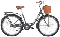 Велосипед 26" Dorozhnik LUX Velosteel (2022) темно-сірий з багажником, крилами та кошиком