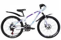 Велосипед 24" Discovery FLINT AM DD (2021) бело-фиолетовый с синим