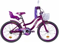 Велосипед 20" Formula FLOWER PREMIUM (2021) перламутровий фиолетовый с багажником для кукол