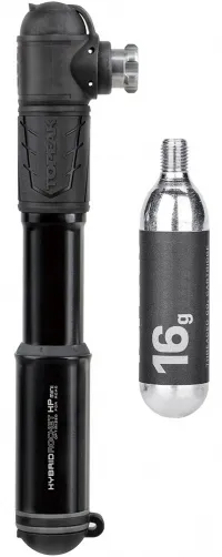 Насос Topeak Hybrid Rocket HP Mini, 160psi/11bar, 16cm, with 16g CO2 cartridge, black