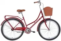 Велосипед 26" Dorozhnik JADE (2022) бордовый с багажником, крыльями и корзиной