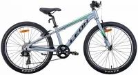 Велосипед 24" Leon Junior (2021) серебристо-черный с зеленым