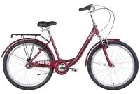 Велосипед 26" Dorozhnik RUBY AM планет. (2022) темно-красный (м) с багажником и крыльями