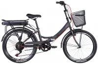 Велосипед 24" Formula SMART (2022) темно-серый с красным (м) с корзиной и багажником