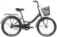 Велосипед 24" Formula SMART Vbr (2022) темно-серый с красным (м) с багажником, крыльями и корзиной