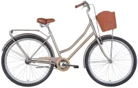 Велосипед 28" Dorozhnik TOPAZ (2022) серебристо-бежевый с багажником, крыльями и корзиной